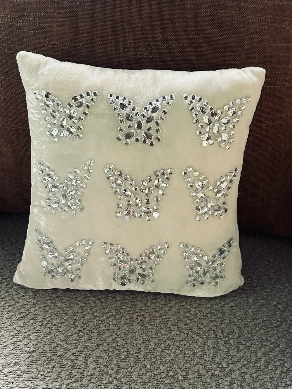 Pottery Barn Kids Monique Lhuillier Velvet Crystal Butterfly Decorative Pillow